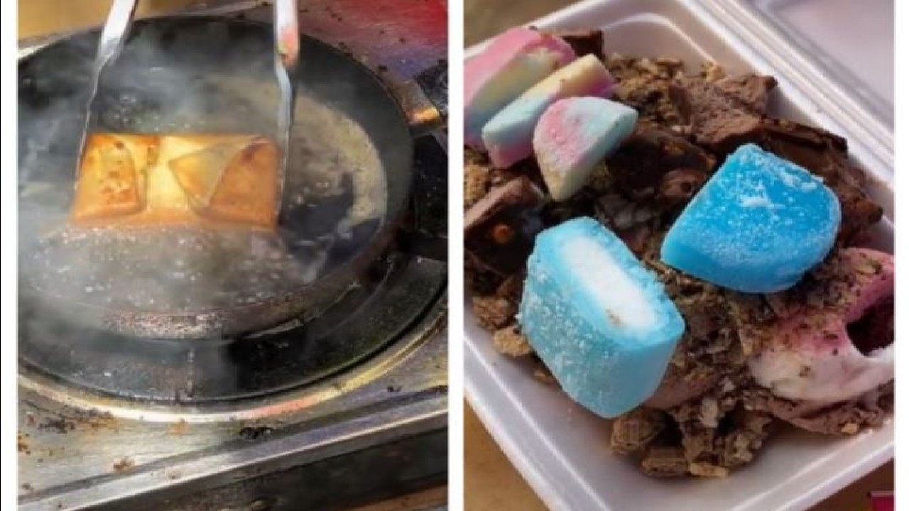 Penampakan es krim goreng viral. (net)