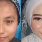 Wajah baby sitter anak Mawar AFI sebelum dan setelah di make up. (net)-1645673969