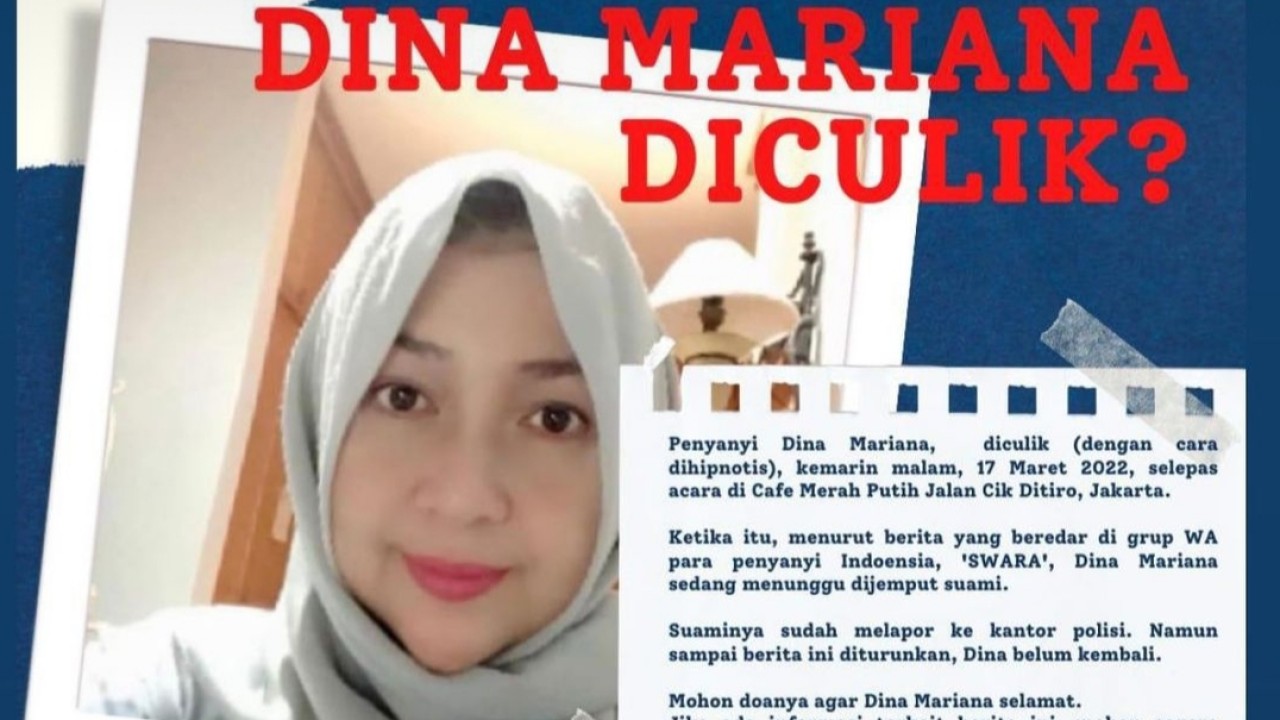 Pengumuman Dina Mariana diculik/Instagram