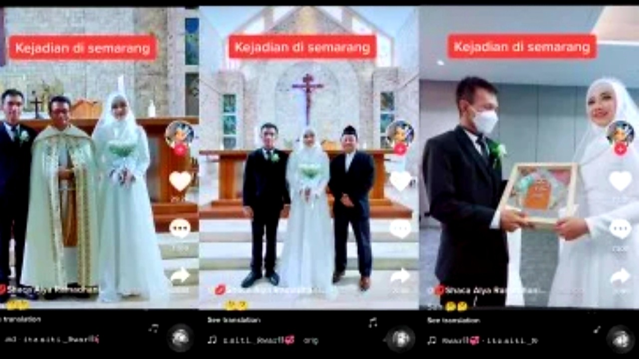 Wanita berjilbab menikah di gereja viral/net