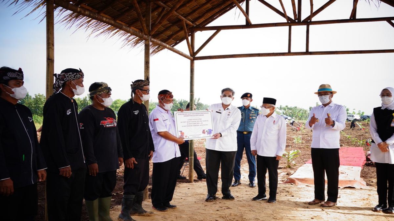 Wapres K.H. Ma'ruf Amin saat meninjau lokasi metode tumpng sari tanam jagung dan kedelai di Purwakarta. (waspresri.go.id)