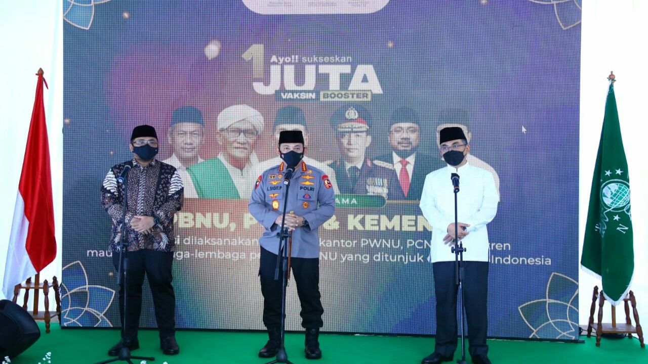 Kerja sama vaksinasi Polri, Kemenag dan PBNU.