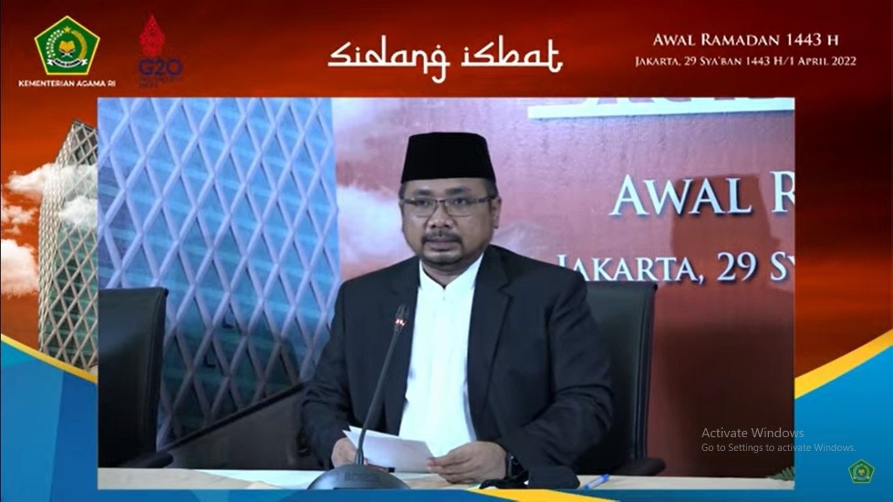 Menteri Agama  Yaqut Cholil Qoumas memberikan keterangan pers terkait hasil sidang isbat penetapan 1 Ramadhan 1443/ist