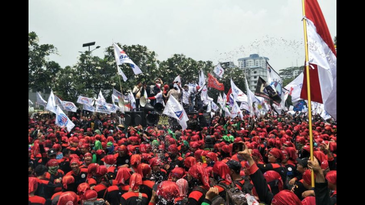 Demo buruh. (Kompas.com)