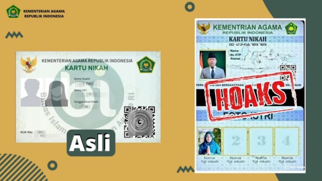 Kemenag menyatakan kartu nikah dengan empat kolom foto istri itu hoaks. (Istimewa/Kemenag)