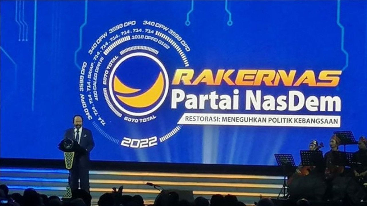 Ketua Umum Partai NasDem saat membuka Rakernas 2022/ist