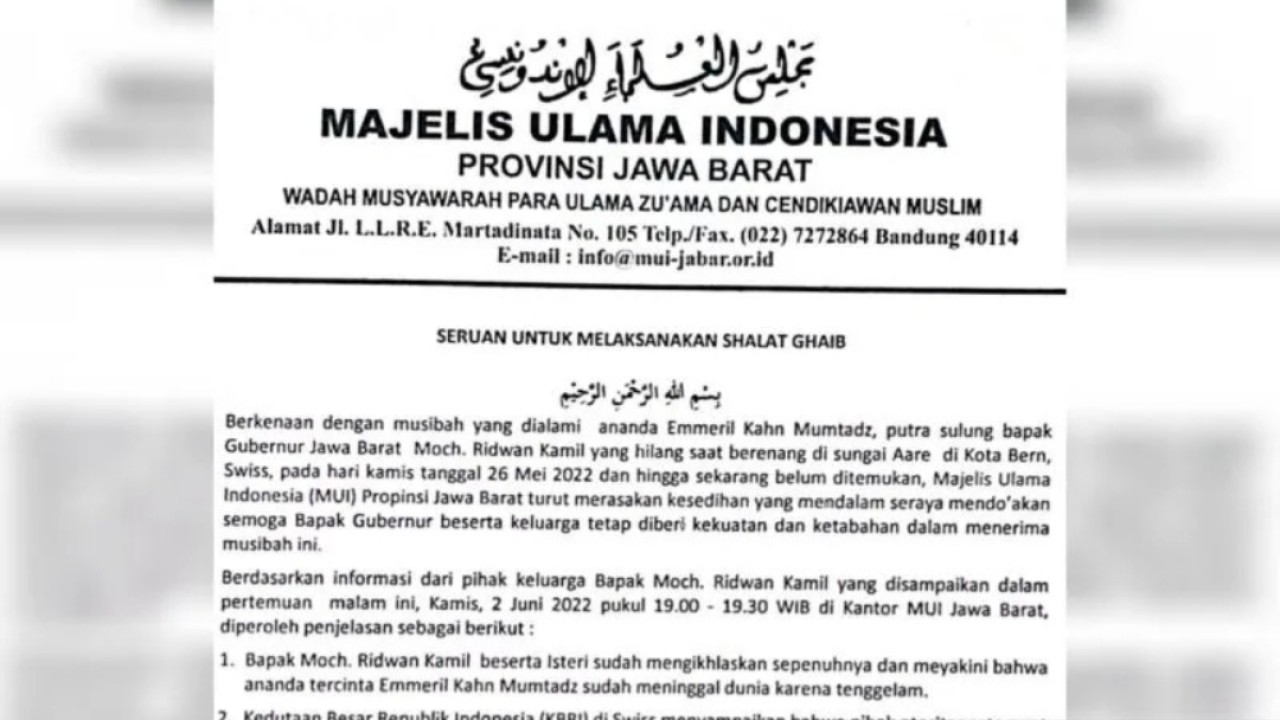 Surat edaran MUI Jawa Barat/net