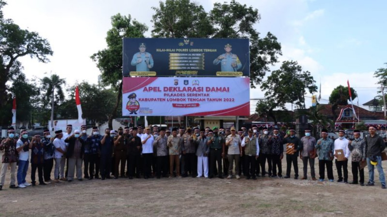 Deklarasi Damai Pilkades Serentak 2022 Kabupaten Lombok Tengah. Foto (Istimewa)