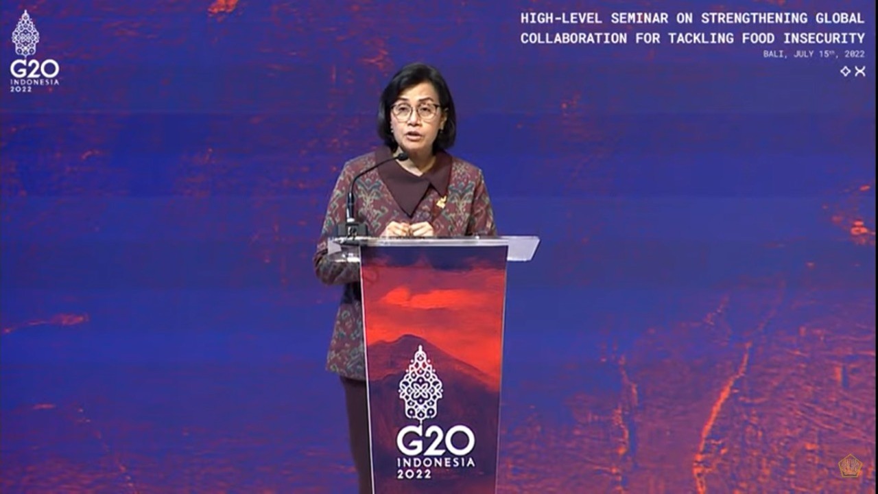 Sri Mulyani berbicara di forum G20 di Bali/ist