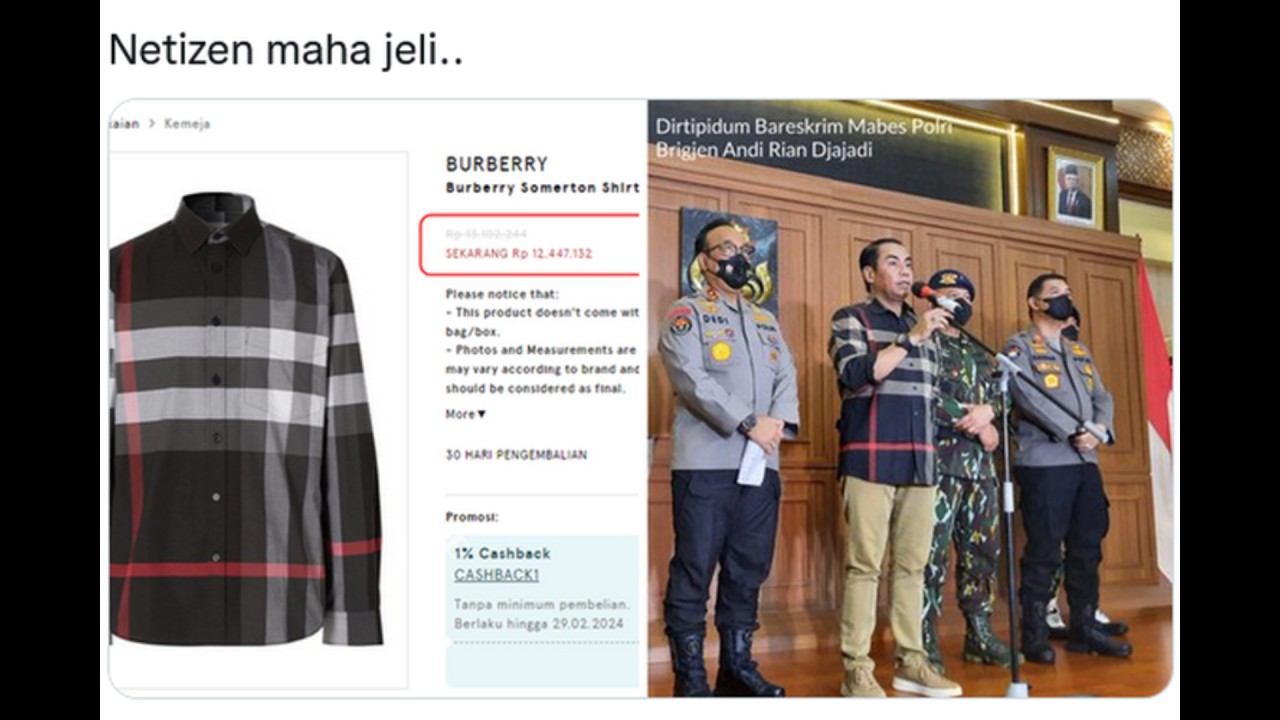 Outfit Brigjen Andi Rian Djajadi yang diulas netizen. (Net)