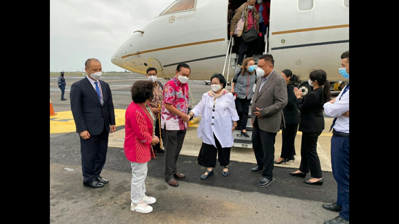 Megawati Soekarnoputri saat tiba di Jeju, Korea Selatan.