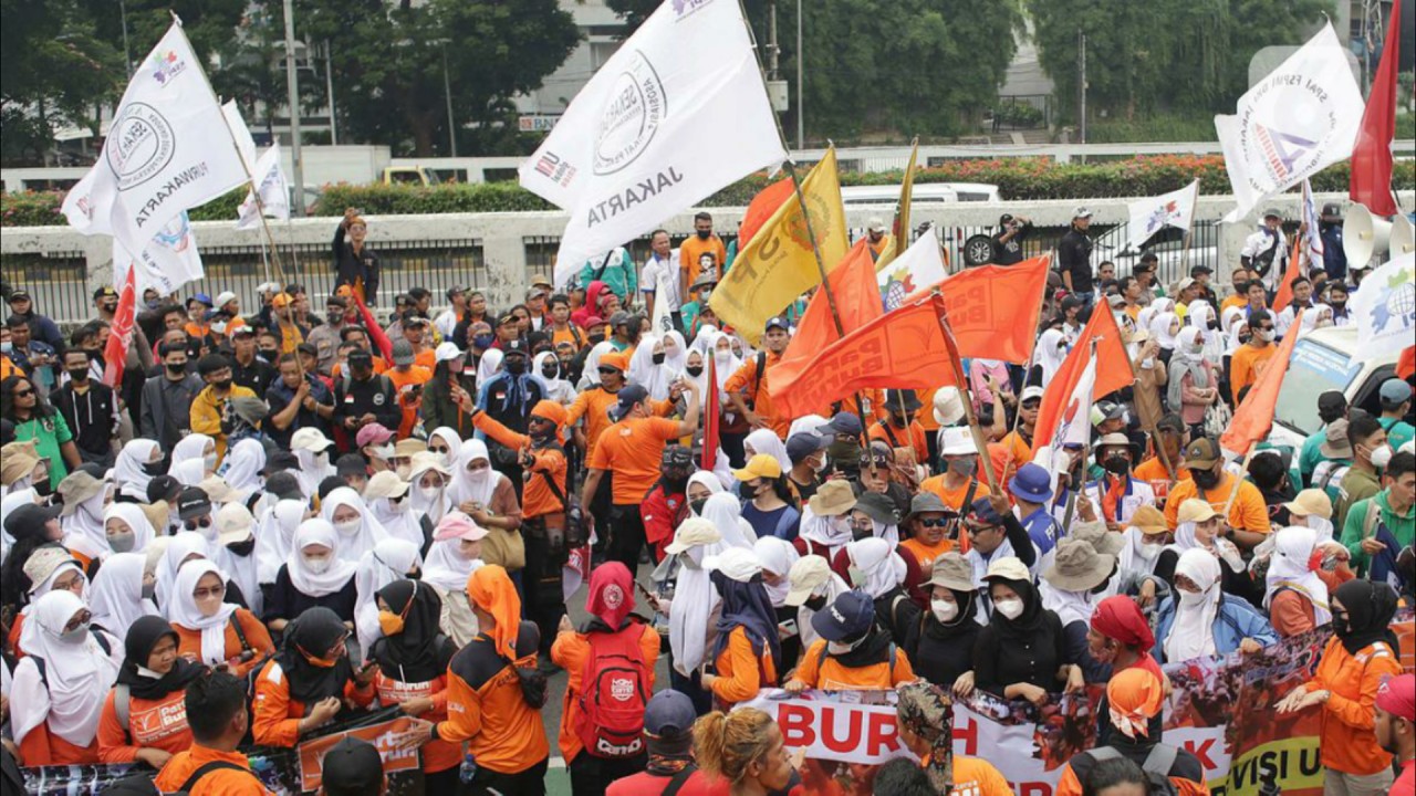 Demo buruh. (Net)