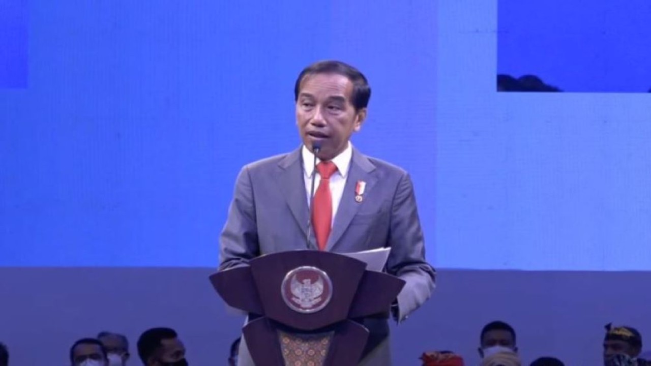 Presiden Jokowi saat membuka 3rd WCCE, di BICC, Nusa Dua, Kamis (6/10/2022) pagi. (Tangkapan Layar/Setkab)