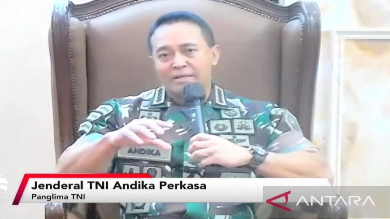 Tangkapan layar Panglima TNI Jenderal TNI Andika Perkasa saat jumpa pers tentang pengamanan KTT G20 secara daring di Jakarta, Kamis (20/10/2022) ANTARA/Syaiful Hakim