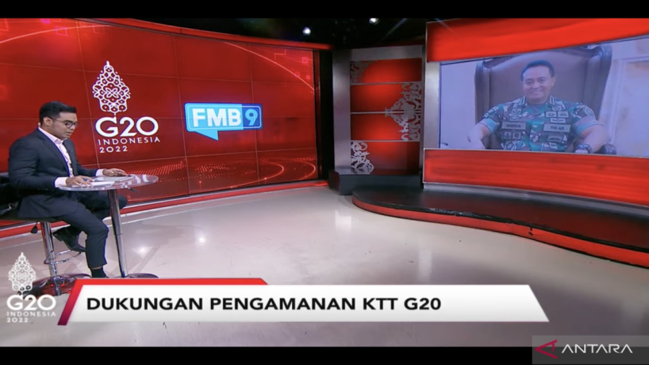 Tangkapan layar Panglima TNI Jenderal TNI Andika Perkasa dalam Konferensi Pers #G20Updates dipantau dari kanal YouTube Kemkominfo TV, di Jakarta, Kamis (20/10/2022). ANTARA/Putu Indah Savitri