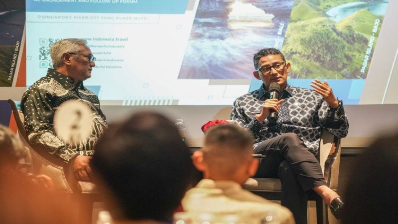 Menparekraf Sandiaga Salahuddin Uno mengungkapkan Singapura merupakan pasar strategis bagi sektor pariwisata dan ekonomi kreatif Indonesia. (Kemenparekraf)