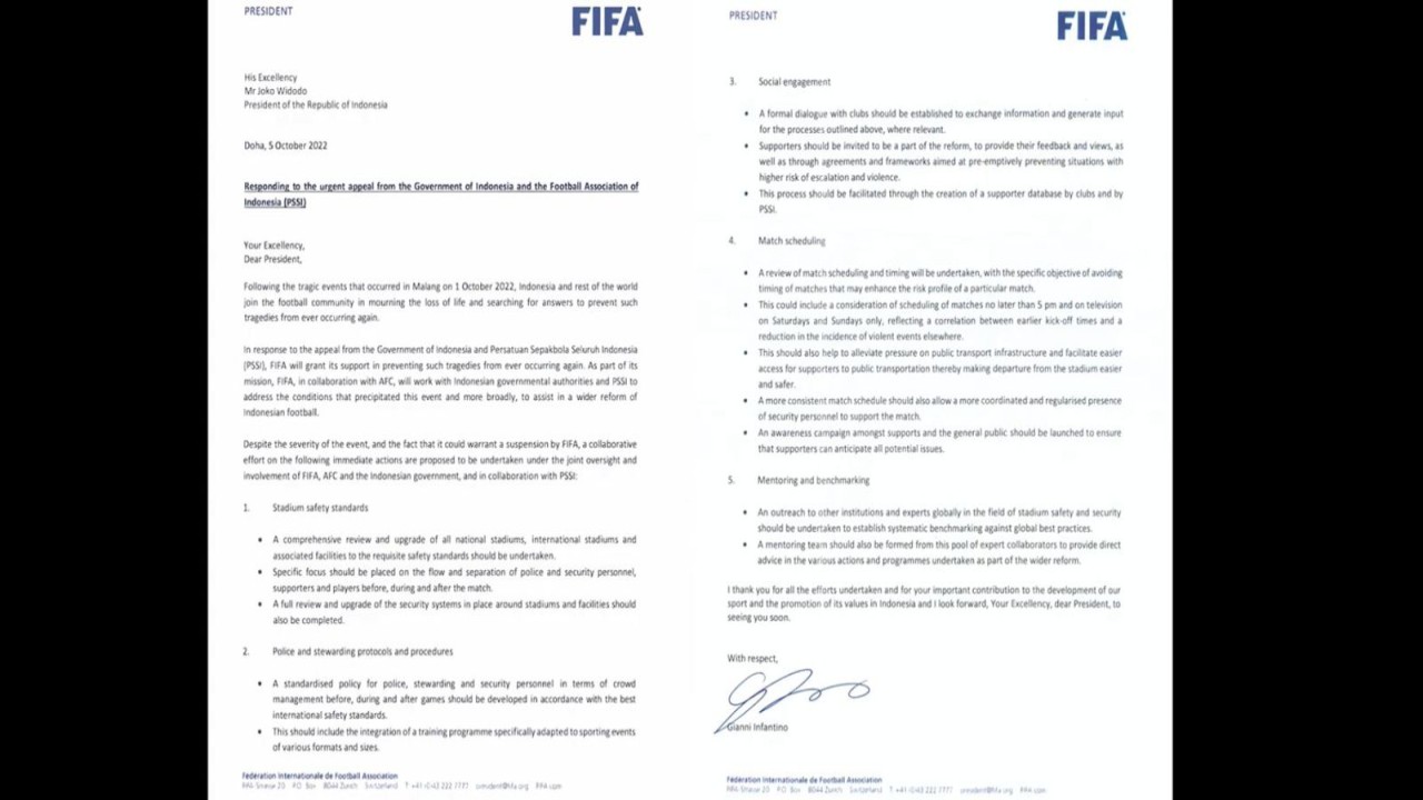 Surat FIFA untuk PSSI