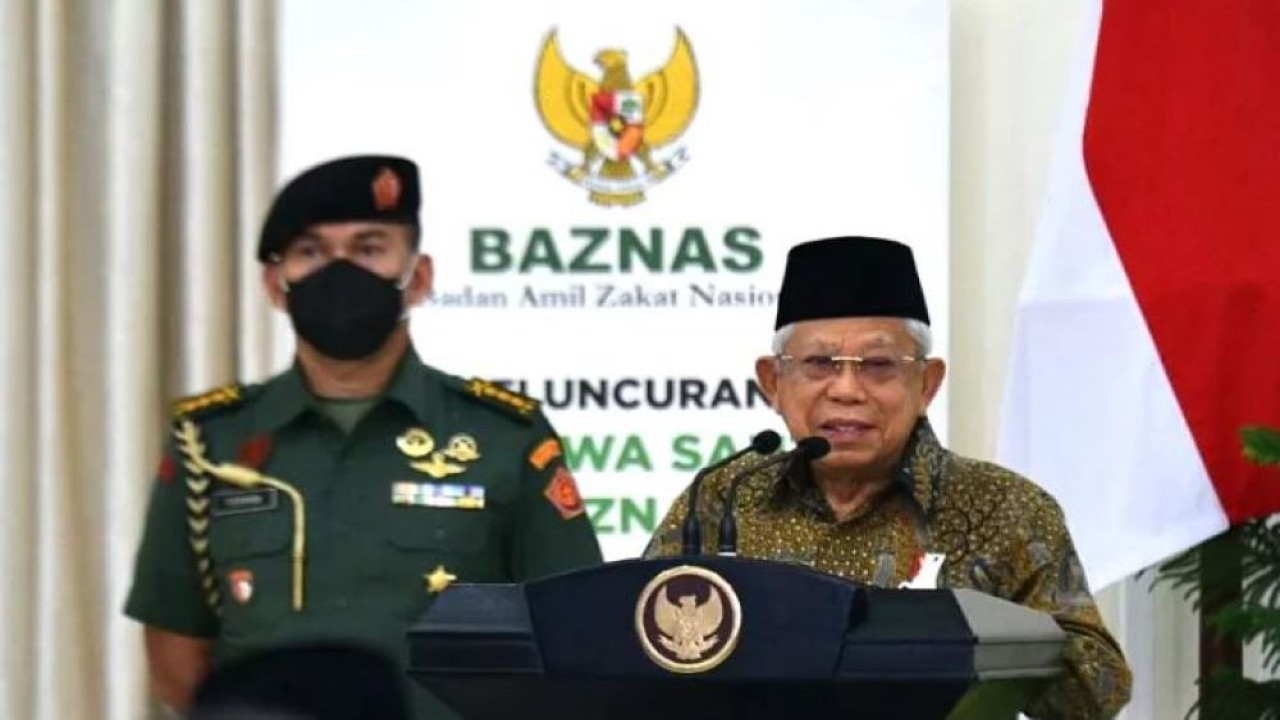 Wakil Presiden (Wapres) KH Ma'ruf Amin saat membuka Peluncuran Beasiswa Santri Baznas, di Istana Wakil Presiden, Jakarta Pusat, pada Sabtu (22/10/2022). (DMA, BPMI Setwapres)