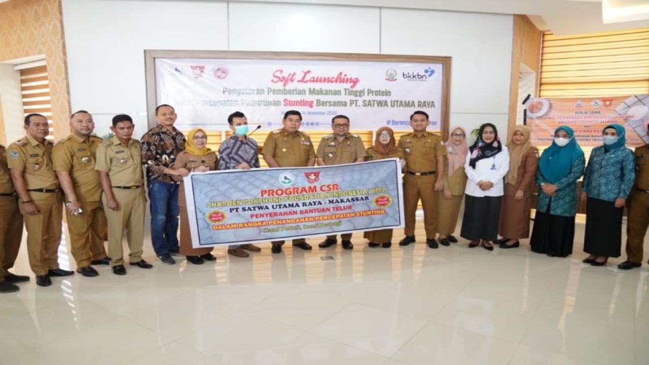 Acara peluncuran program pemberian makanan tinggi protein untuk mendukung percepatan penurunan angka kasus stunting di Kota Makassar, Provinsi Sulawesi Selatan, Senin (14/11/2022). (ANTARA/HO-Humas Pemprov Sulsel)