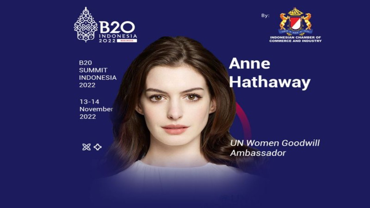 Aktris Hollywood Anne Hathaway akan hadir di acara puncak pertemuan Business 20 (B20) (ANTARA/HO-Twitter @b20)