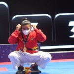 Atlet karate Sulsel Krisda Putri raih emas kata perorangan putri di Pekan Olahraga Nasional (PON) XX 2020 Papua.ANTARA/HO-1668925417