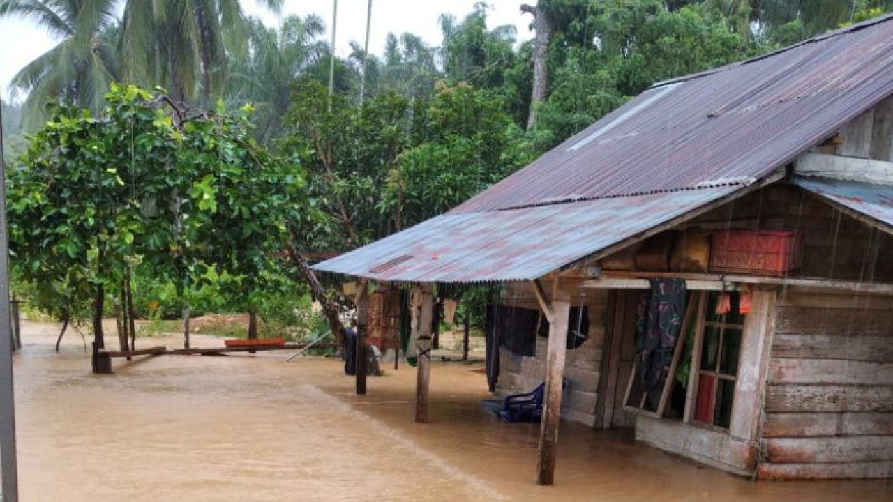 Salah satu rumah warga di Kabupaten Mukomuko yang terendam banjir, Kamis (17/11/2022) ANTARA/HO-Istimewa.