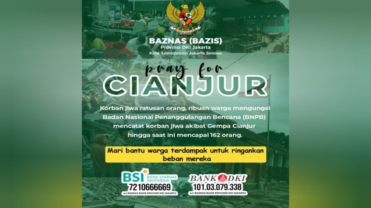 Baznas Bazis Jakarta Selatan membuka donasi bagi korban terdampak gempa bumi Kabupaten Cianjur, Jakarta, Selasa (22/11/2022). ANTARA/HO-Baznas Bazis Jakarta Selatan