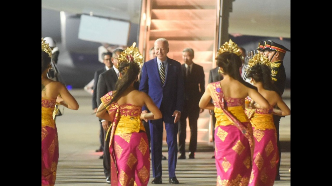 Presiden AS Joe Biden saat tiba di Bali.