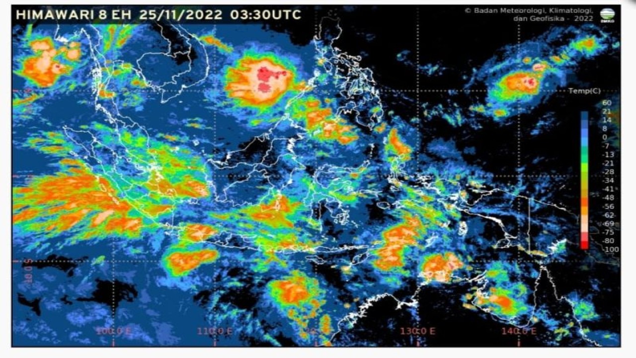 Tangkapan layar kondisi cuaca dari BMKG Stasiun Meteorologi (Stamet) Maritim Kelas I Serang, Jumat (25/11/2022) yang menyatakan Provinsi Banten sudah memasuki musim penghujan dengan intensitas ringan dan sedang disertai angin kencang. FOTO ANTARA/HO-BMKG