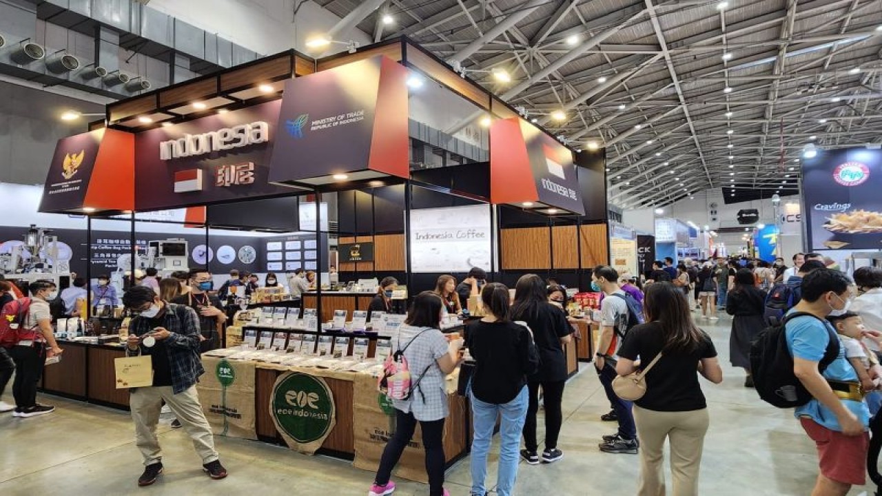 Anjungan Indonesia berdiri di tengah Taipei International Coffee Show 2022. (ANTARA/KDEI-Taipei)