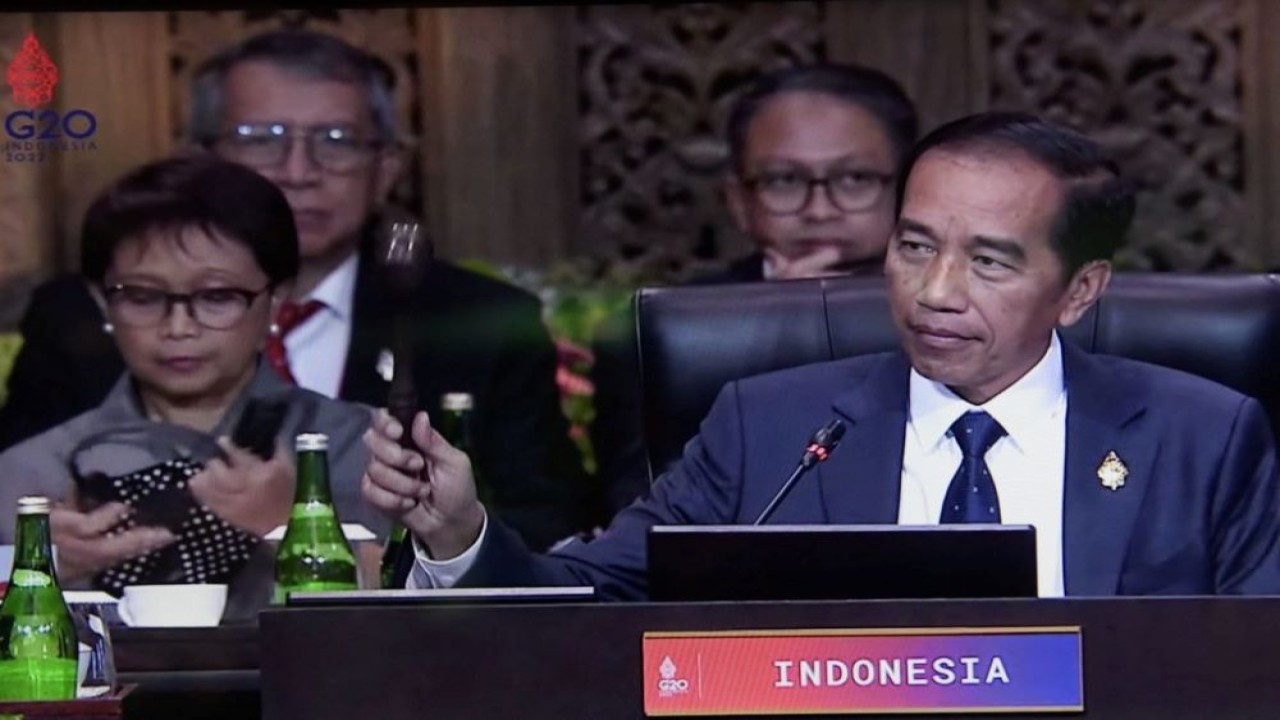 Presiden Jokowi secara resmi membuka KTT G-20, di The Apurva Kempinski Bali, Selasa (15/11/2022). (Humas Setkab/Rahmat)