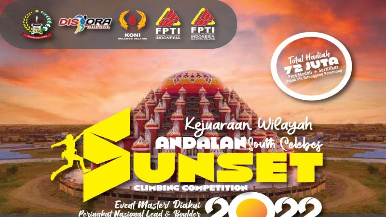 Pamflet kejuaraan panjat tebing bertajuk"Sunset Andalan Climbing Competition" 2022.ANTARA/HO