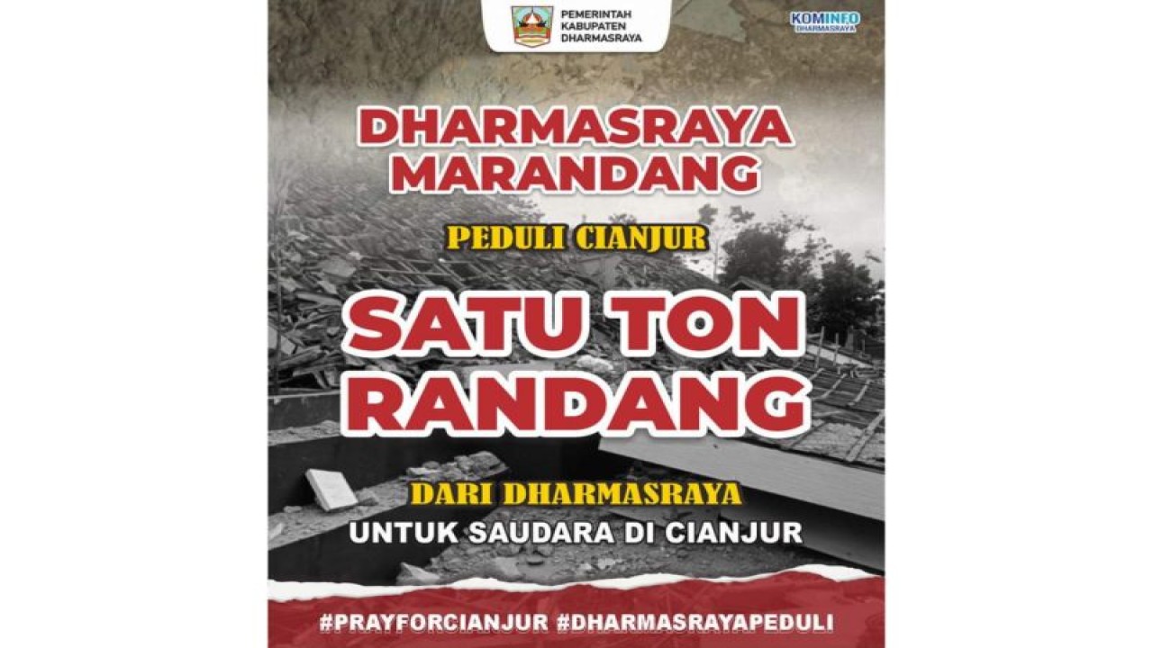 Pampflet kegiatan Satu Ton Rendang Untuk Cianjur dari Kabupaten Dharmasraya. ANTARA/HO-Komimfo Dharmasraya