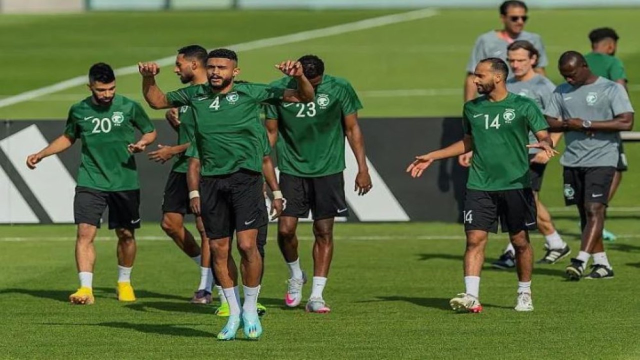 Tim nasional Arab Saudi memainkan pertandingan Piala Dunia pertamanya melawan Argentina. (SPA)