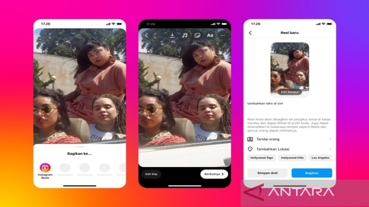 Fitur membagikan video Reels ke Instagram. (ANTARA/HO-Meta Indonesia)