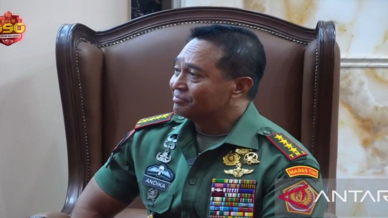 Tangkapan layar Panglima TNI Jenderal TNI Andika Perkasa. (ANTARA/Muhammad Zulfikar).