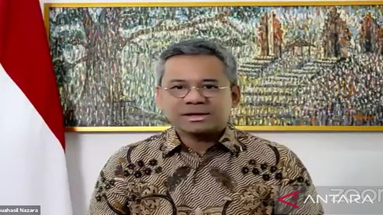 Tangkapan layar Wakil Menteri Keuangan Suahasil Nazara dalam Seminar Nasional Universitas Dhyana Pura yang dipantau di Jakarta, Senin (14/11/2022). (ANTARA/Sanya Dinda)