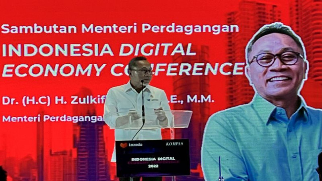 Menteri Perdagangan Zulkifli Hasan di "Indonesia Digital Economy Conference "Langkah Tepat Wujudkan Target Transformasi Ekonomi Digital 2025", Jakarta, Selasa (29/11/2022) (ANTARA/Nanien Yuniar)