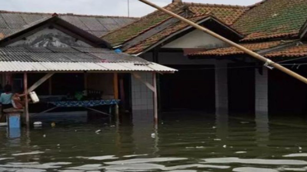 Banjir rob di pesisir utara Kabupaten Subang, Jawa Barat, Senin (26/12/2022). (FOTO ANTARA/HO-BPBD Subang)