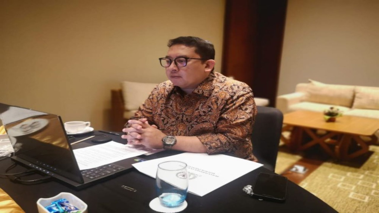 Ketua BKSAP DPR RI Fadli Zon saat 'virtual meeting with the Chair of