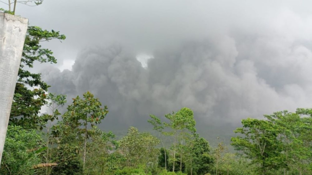 Awan panas guguran (APG) Gunung Semeru yang terjadi pada Minggu (4/12/2022). (BPBD Kabupaten Lumajang)