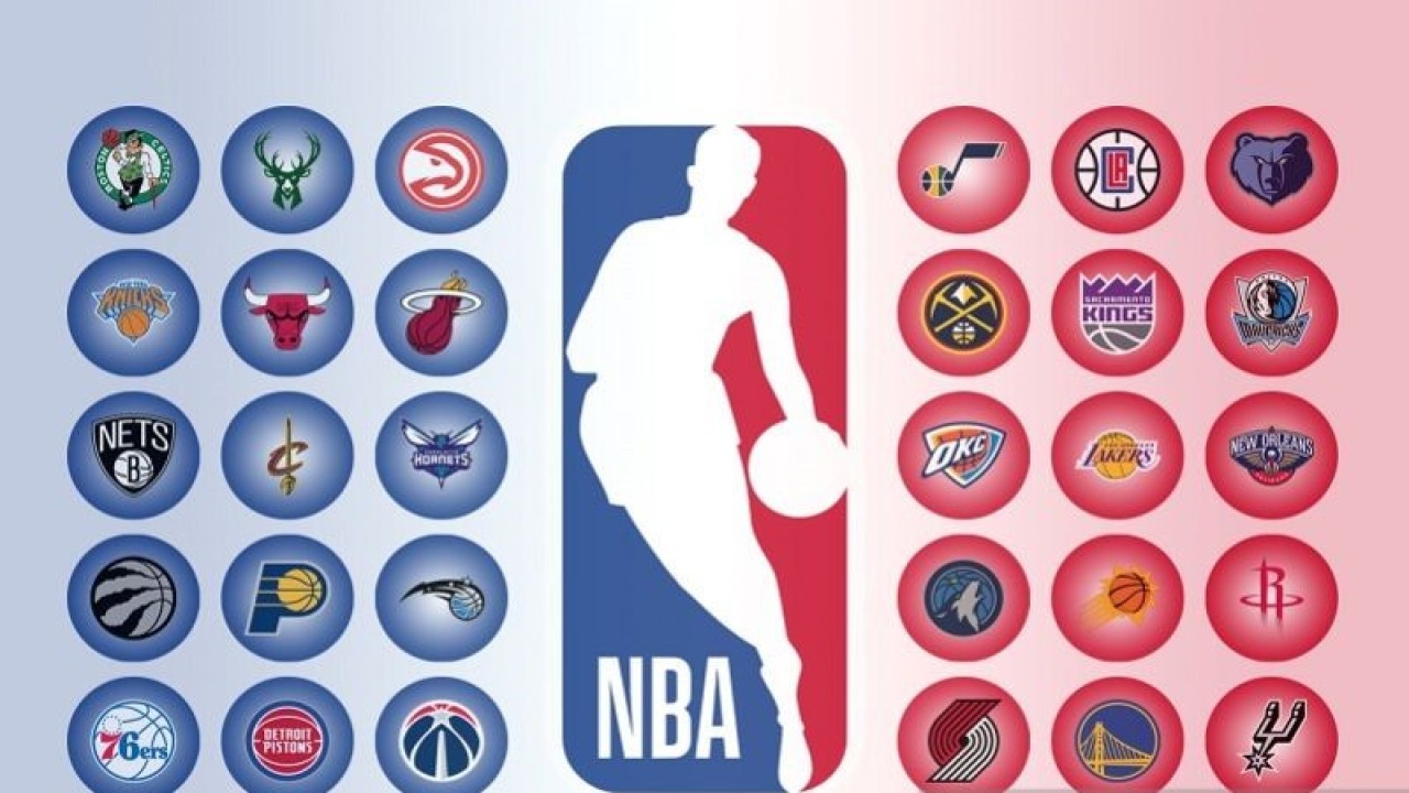 Ilustrasi liga bola basket Amerika Serikat, NBA, dan 30 tim pesertanya. (ANTARA/Gilang Galiartha)