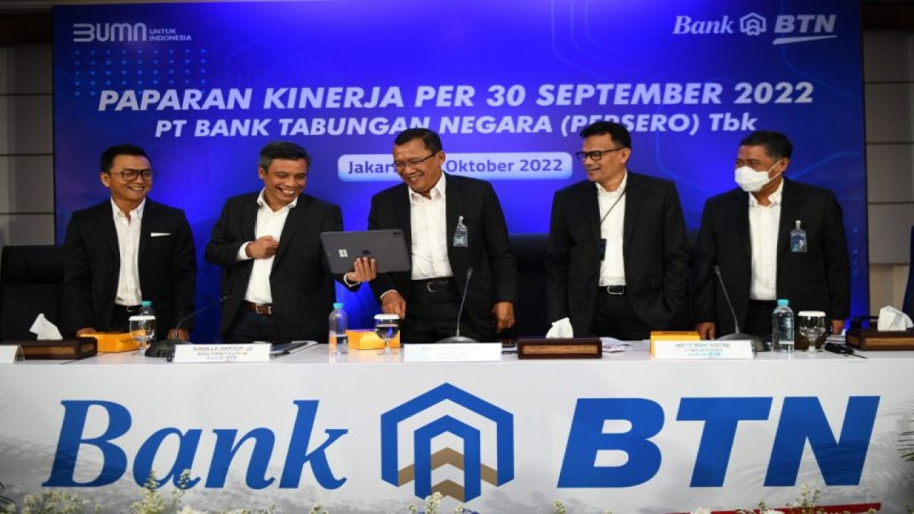 Jajaran direksi PT Bank Tabungan Negara (Persero) Tbk atau Bank BTN tengah bersiap menyampaikan paparan kinerja pada kuartal III 2022. ANTARA/HO-BTN.