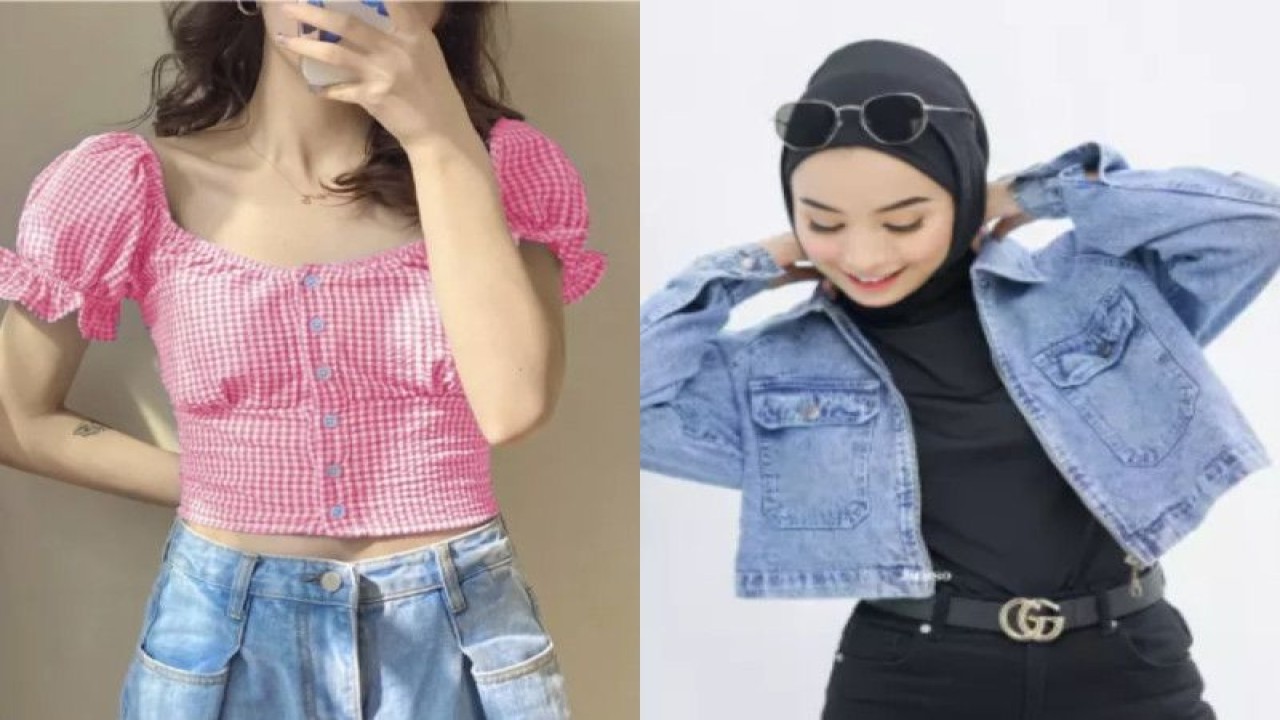 Crop top dari Briee Fashion (kiri) dan outerwear dari Jiniso (kanan) dapat jadi pilihan untuk tampil stylish saat liburan (ANTARA/HO-Lazada)
