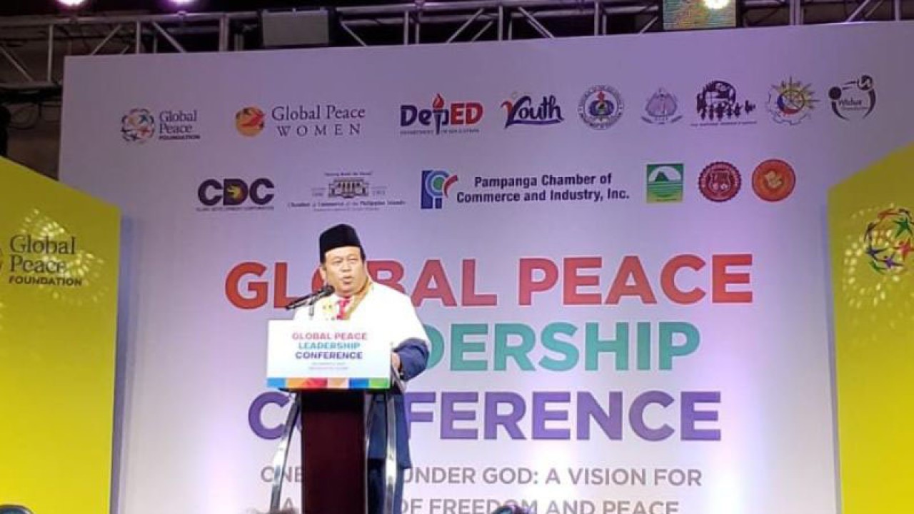 Wakil Ketua Umum (Ketum) Majelis Ulama Indonesia (MUI) KH Marsudi Syuhud saat menghadiri kegiatan Global Peace Conference dan Global Peace Festival yang digelar Global Peace Foundation (GPF) di Filipina, Jumat, (2/12/2022). (ANTARA/HO-Humas MUI).