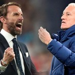 Pelatih timnas Inggris Gareth Southgate vs pelatih timnas Prancis Didier Deschamps (ANTARA/Juns)-1670737572