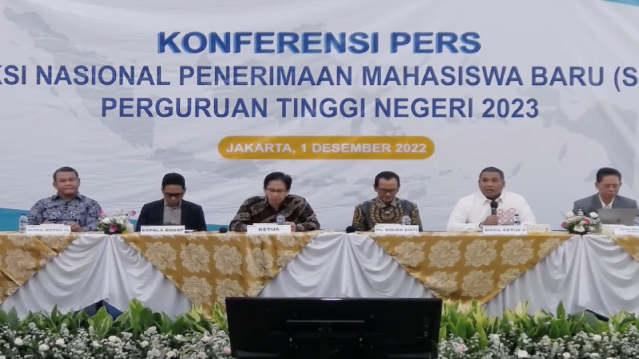 Tangkapan layar peluncuran meluncurkan sistem seleksi masuk Perguruan Tinggi Negeri (PTN) 2023 di Jakarta, Kamis (1/12/2022). (ANTARA/Indriani)