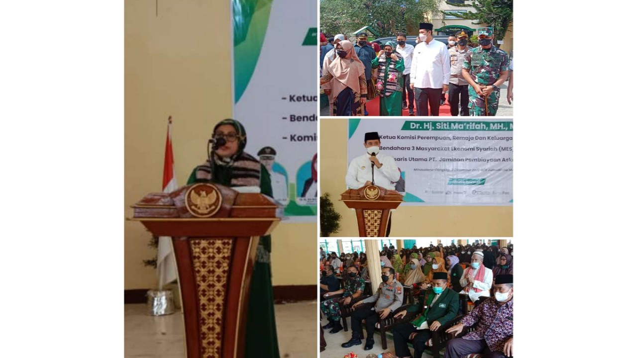 Foto Kolase, ketika Putri Wapres, Dr. Hj. Siti Ma’rifah, MH, MM memberikan ceramah umum di Ponpes IMMIM Minasatene.