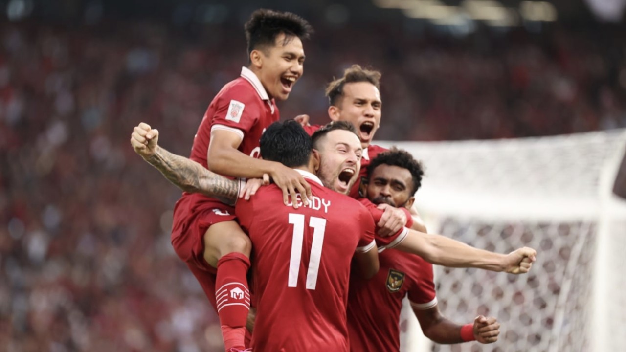 Selebrasi skuad Timnas Indonesia