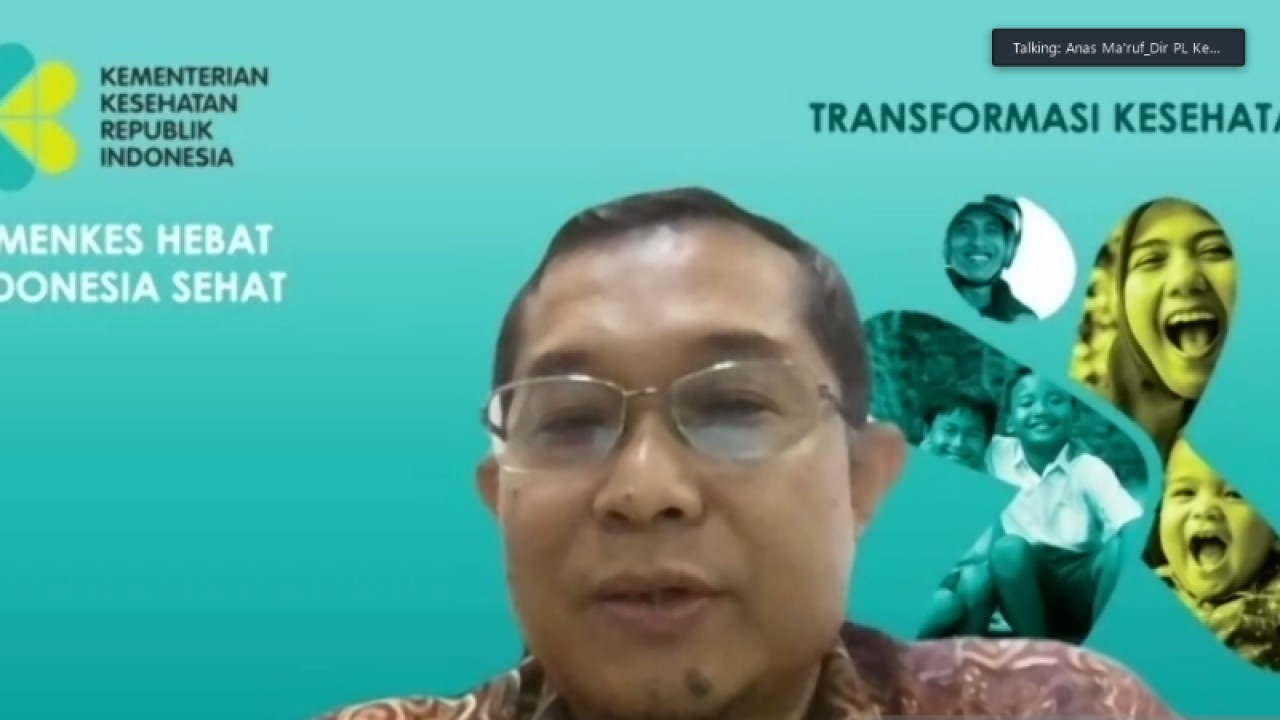 Direktur Penyehatan Lingkungan (PL) Kementerian Kesehatan (Kemkes) Anas Ma'ruf memberikan keterangan pers dalam konferensi pers virtual Kewaspadaan Nitrogen Cair Pada Pangan Siap Saji di Jakarta, Kamis (12/1/2023). ANTARA/Martha Herlinawati Simanjuntak